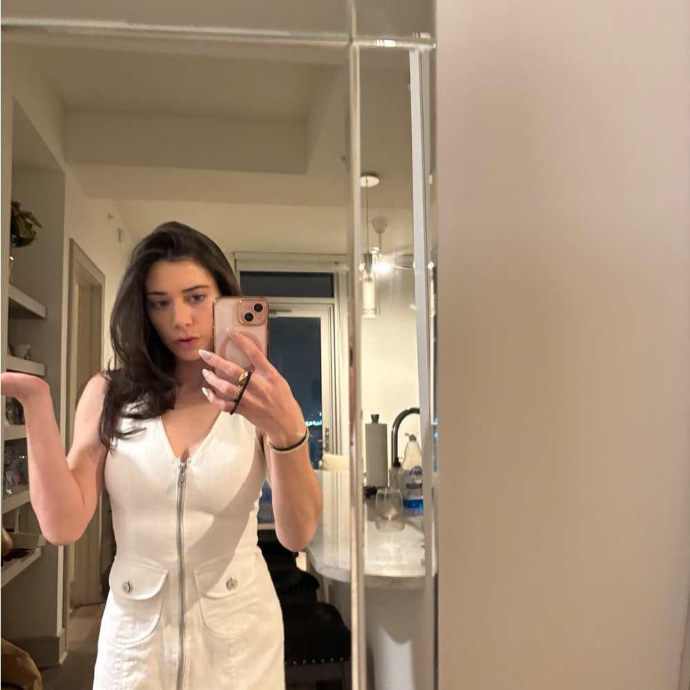 cinq a sept White Zip-Front Mini Dress